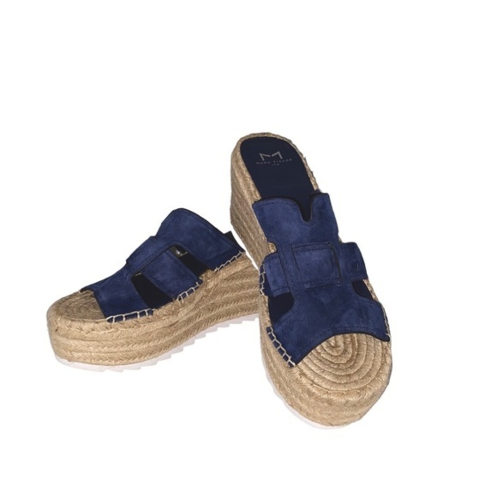 . Blue Espadrille Wedge Sandals